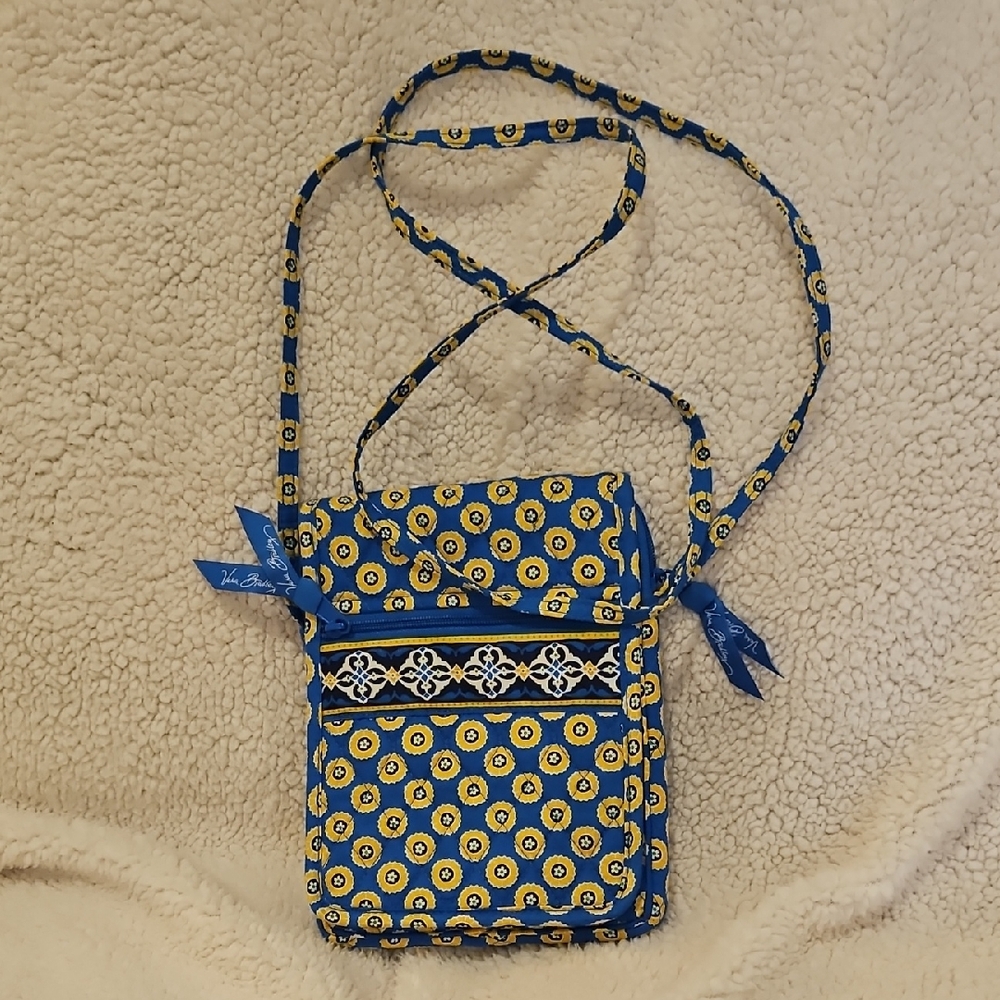 Vera Bradley Blue and Yellow Floral Quilted Crossbody Bag